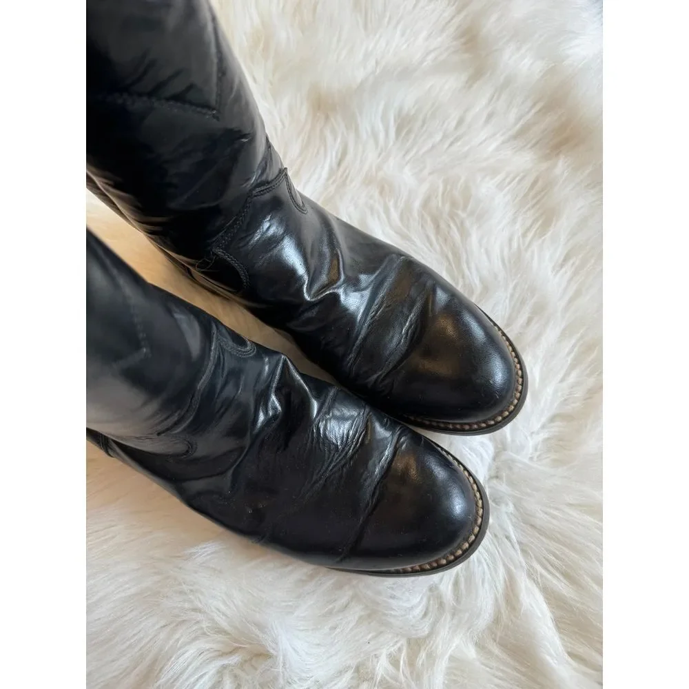 Justin cowboy boots,‎ juniors size 4.5 black smooth leather
